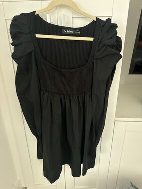 En Saison Black Puff Sleeve Babydoll Dress
